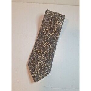Oscar de la Renta Vtg Silk 58" Necktie Brown Beige Paisley Pattern